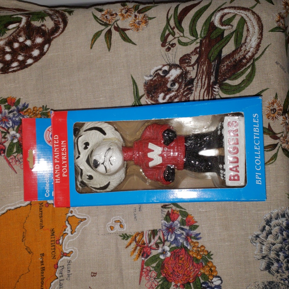 BUCKY BADGER Wisconsin Badgers BPI Collectibles Vintage Mascot Bobblehead NIB!